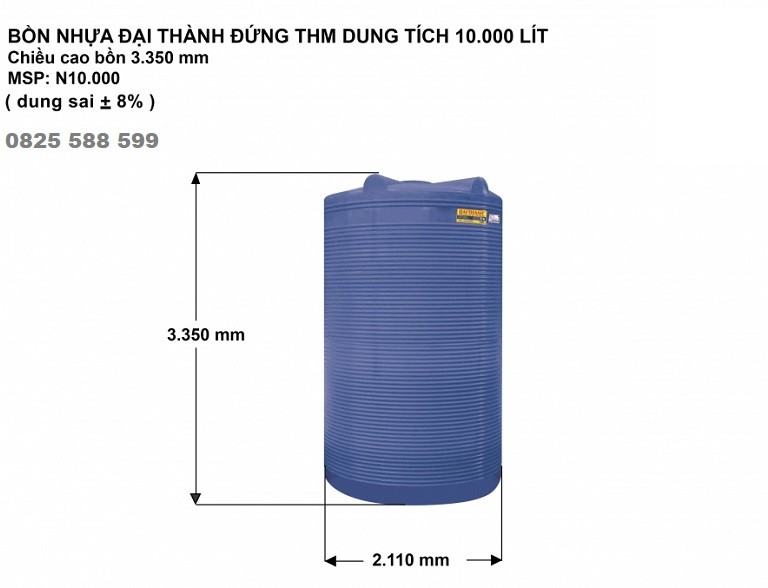 BỒN NƯỚC NHỰA 10000L ĐỨNG THẾ HỆ MỚI