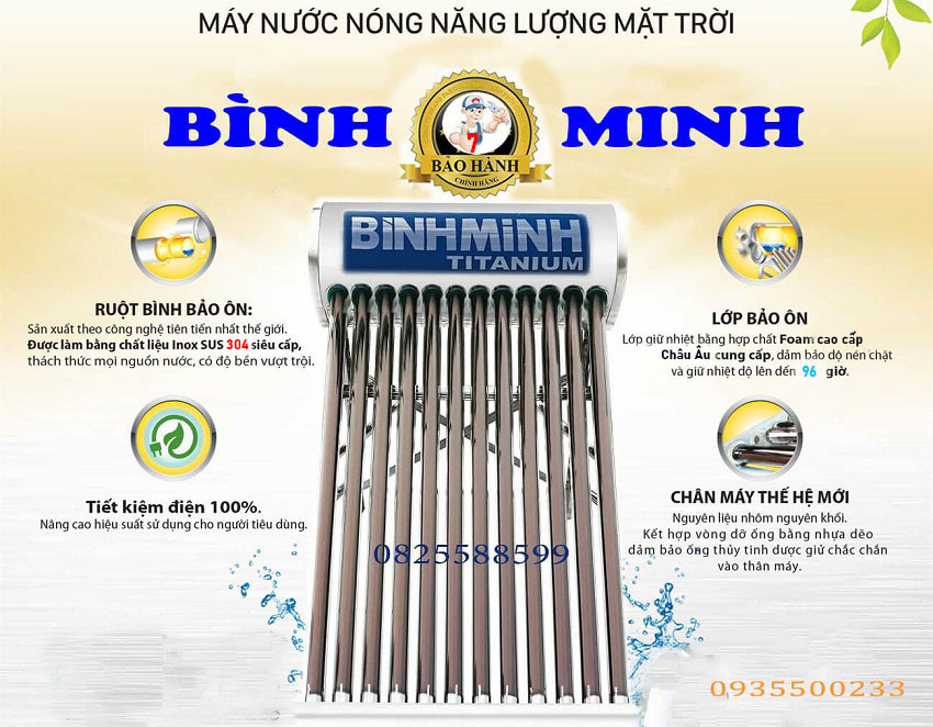 Máy nước nóng năng lượng mặt trời Bình Minh 300 Lít ∅58