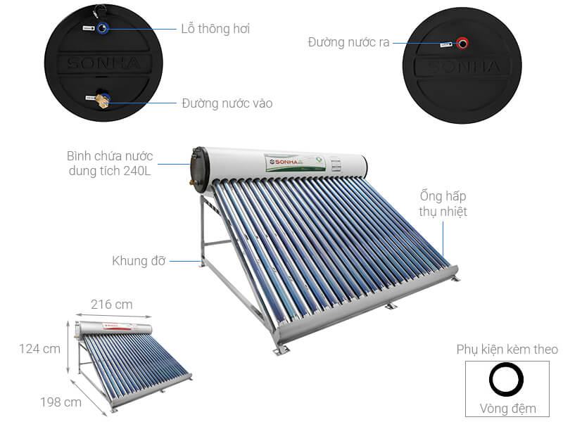 Máy nước nóng năng lượng mặt trời Sơn Hà 240 Lít Eco Plus